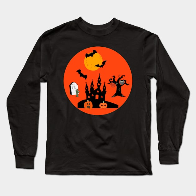 SPOOKY HALLOWEEN Long Sleeve T-Shirt by Debbie-D-Pics